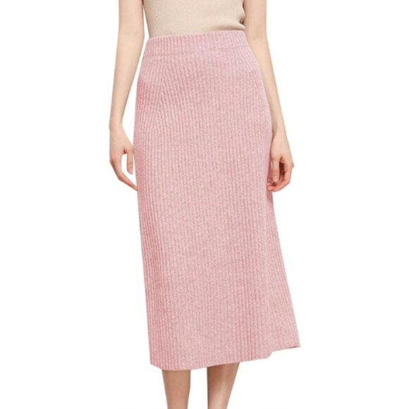 H&M Womens Small Ribbed Knit Pink Midi Skirt CN - Picture 1 of 11